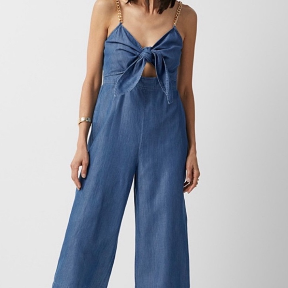 Michael Kors MK, Blue Denim Jumpsuit, gold chain straps, Brand New with tags NWT